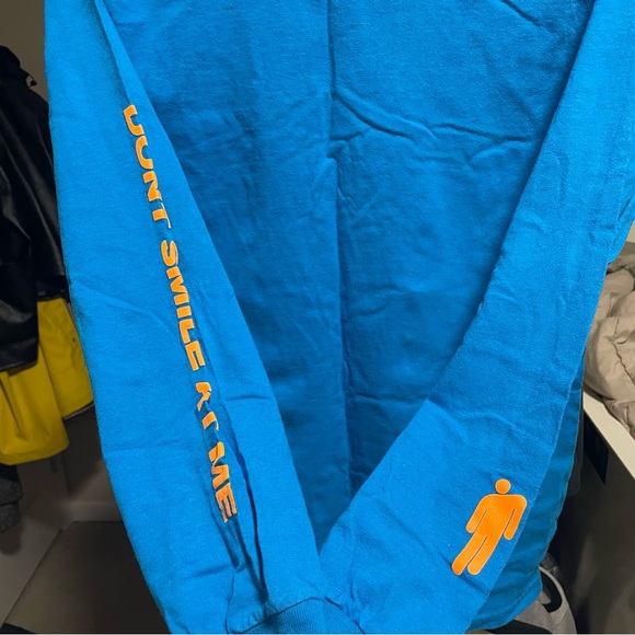 BILLIE EILISH BLOHSH OFFICIAL MERCH don’t smile at me blue longsleeve SIZE SMALL - Picture 2 of 8